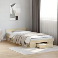 Bedframe met lade bewerkt hout sonoma eikenkleurig 90x200 cm - thumbnail