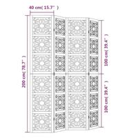 Kamerscherm met 4 panelen massief paulowniahout bruin en zwart - thumbnail