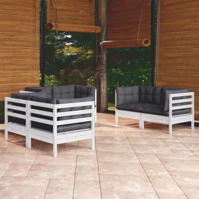 6-delige Loungeset met kussens massief grenenhout - thumbnail