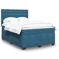 Boxspring met matras fluweel blauw 140x200 cm - thumbnail