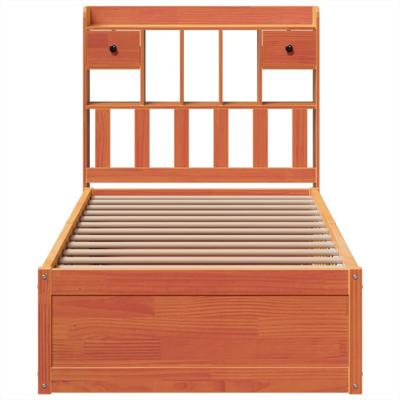 Bedframe zonder matras massief grenenhout wasbruin 75x190 cm