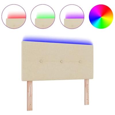 LED-hoofdbord met LED -striplichten Crème 90 cm Stof