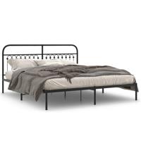 Bedframe met hoofdbord metaal zwart 183x213 cm - thumbnail