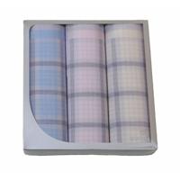 3 Stuks - Dames zakdoeken Check - Stoffen katoenen zakdoeken - Cadeau verpakking - thumbnail