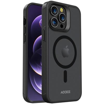 Accezz Rugged Frosted Backcover met MagSafe iPhone 14 Pro Max Telefoonhoesje Zwart