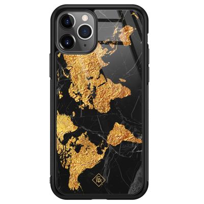 iPhone 11 Pro Max glazen hardcase - Wereldkaart iPhone 11 Pro Max glazen hardcase - Wereldkaart