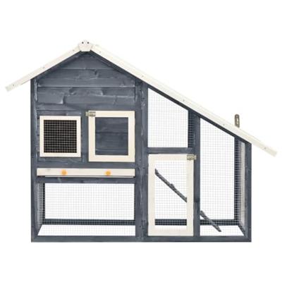 Konijnenhok 140x63x120 cm massief vurenhout grijs en wit