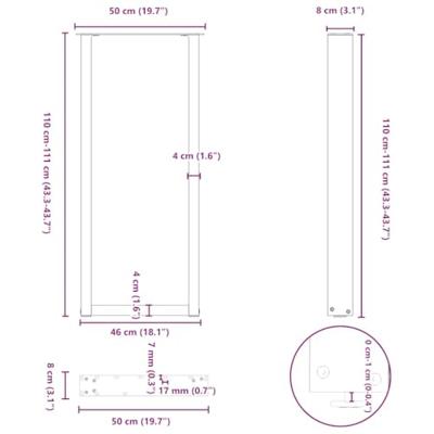Bartafelpoten 2 st U-vormig 50x(110-111) cm staal antraciet