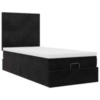 Ottoman bed met matrassen 90x190cm fluweel zwart - thumbnail
