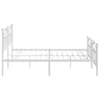 Bedframe met hoofd- en voeteneinde metaal wit 193x203 cm - thumbnail