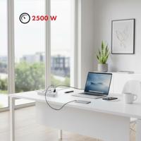 Maclean stekkerdoos, 6-polige verlengkabel + 4xUSB, 110-240V AC 50/60Hz, 2,1A max 2500W, 1,5 m, wit, MCE389 W - thumbnail