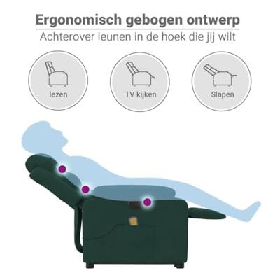 Sta-op-massagestoel verstelbaar fluweel donkergroen