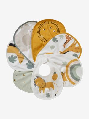 Set van 7 babyslabbetjes jungle wit Set van 7 babyslabbetjes jungle wit