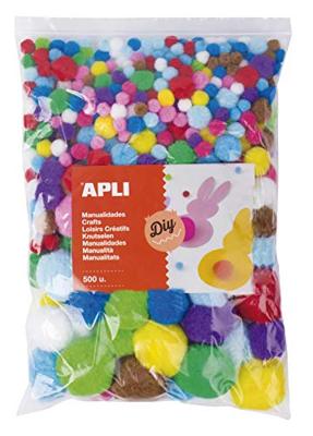 Apli pompons, zakje met 500 stuks in geassorteerde kleuren