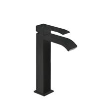 Wastafelmengkraan Tres Cuadro Exclusive 1-Hendel Uitloop Gebogen Hoog met Waterval Vierkant Mat Zwart - thumbnail