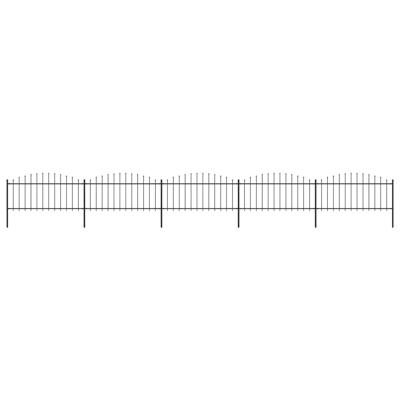 Tuinhek met speren bovenkant (0,5-0,75)x8,5 m staal zwart