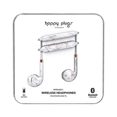 Happy Plugs Draadloze II hoofdtelefoon, draadloze Bluetooth met inline afstandsbediening en microfoon, wit marmer