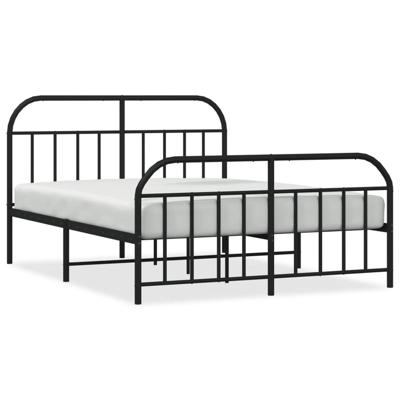 Bedframe met hoofd- en voeteneinde metaal zwart 150x200 cm Bedframe met hoofd- en voeteneinde metaal zwart 150x200 cm