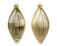 Olijf glas d6h13 cm licht goud 3st kerst Decoris - Decoris - thumbnail