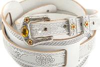 Gretsch Vintage Tooled Leather Strap White gitaarband - thumbnail