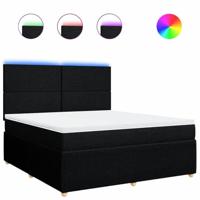 Boxspring met matras stof zwart 180x200 cm - thumbnail