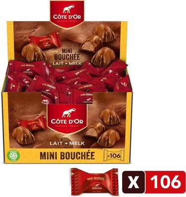 Côte d&apos;Or chocolade mini Bouchée, melkchocolade met praliné, doos van 106 stuks