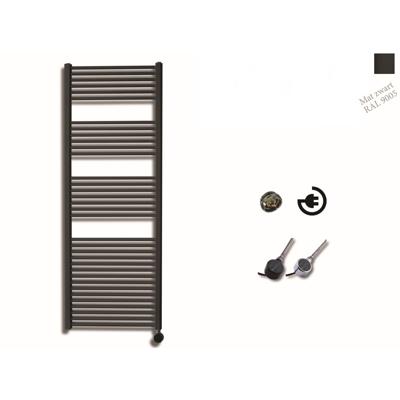 Elektrische Design Radiator Sanicare Plug En Play 172 x 60 cm Mat Zwart Thermostaat Chroom 1127 Watt Sanicare