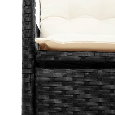 Tuinstoelen 2 st verstelbaar met kussens poly rattan zwart - thumbnail
