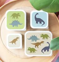 Set van 4 lunchboxen voor jongens DINOS A Little Lovely Company kaki - thumbnail