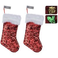 2x Verander Pailletten Kerstsok Rood/groen En Rood/goud Voor Kinderen - Kerstsokken - thumbnail