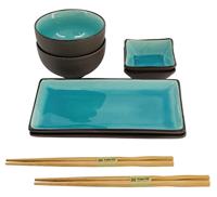 Sushiset van 8 stuks - Glassy Turquoise - Zwart/Turquoise - thumbnail