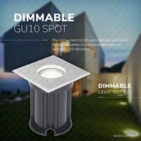 Set van 9 LED Grondspots vierkant buiten - Dimbaar - GU10 - 6500K daglicht wit - 4 Watt 345 Lumen - Tuinspot - Oprit - RVS - IP64 Waterdicht - thumbnail