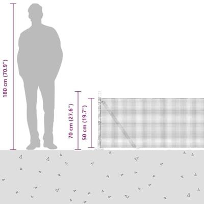 VidaXL Afrasteringspaal grijs 10 x 0,5 m (12 x 12 mm mesh) staal
