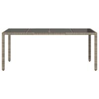 Tuintafel met glazen blad 190x90x75 cm poly rattan grijs - thumbnail