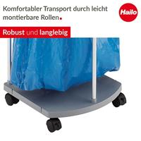 Hailo 0912-210 Recyclingzakhouder 120 l Aluminium (b x h x d) 43 x 97 x 450 cm Grijs Verrijdbaar 1 stuk(s) - thumbnail