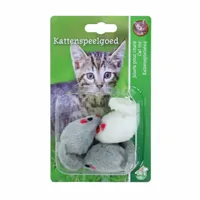 Kattenspeelgoed blisterpak a 3 bontmuis grijs/wit 5 cm Speelplezier-kat Gebr. de Boon - Gebr de boon - thumbnail