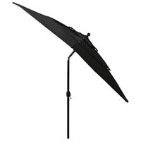 Parasol 3-laags met aluminium paal 2,5x2,5 m zwart - thumbnail