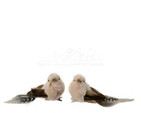 Kerstornament Vogel Clip Bruin 2st - thumbnail