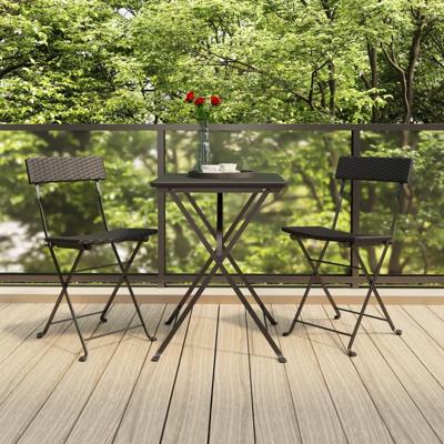 Bistrostoelen inklapbaar 2 st poly rattan en staal zwart