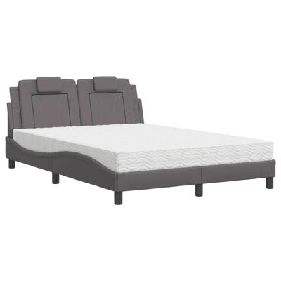 Bed met matras kunstleer grijs 160x200 cm - thumbnail