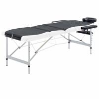 VidaXL Massagetafel inklapbaar 3 zones aluminium zwart en wit - thumbnail