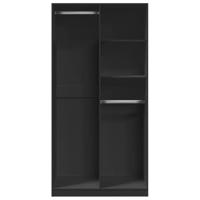 Kledingkast 100x50x200 cm bewerkt hout zwart - thumbnail