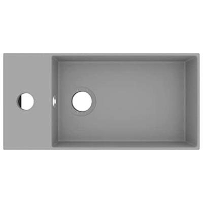 Wastafel met overloop keramiek lichtgrijs