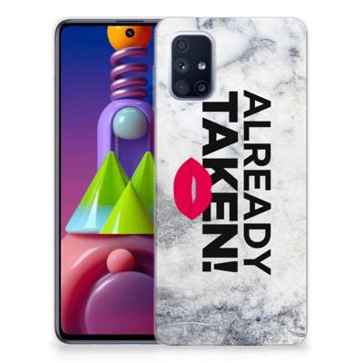 Samsung Galaxy M51 | Siliconen hoesje | met naam Already Taken White Samsung Galaxy M51 | Siliconen hoesje | met naam Already Taken White