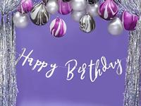 Letterslinger Happy Birthday Zilver - 16x62 cm - thumbnail
