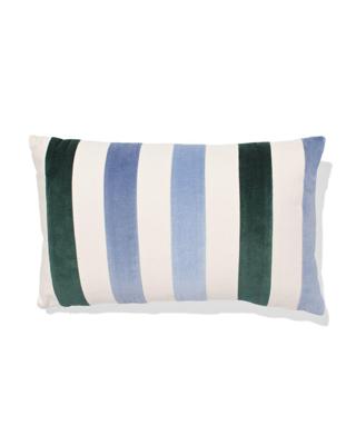 HEMA Kussenhoes 50x30cm velours strepen blauw (blauw)