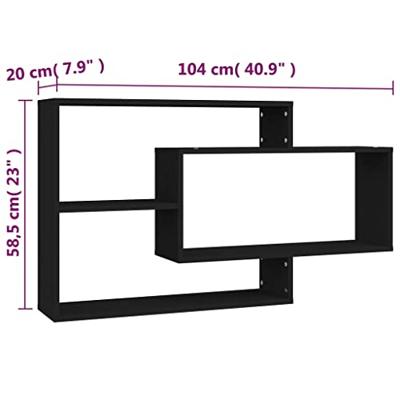 Wandschappen 104x20x60 cm spaanplaat zwart Wandschappen 104x20x60 cm spaanplaat zwart