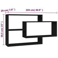 Wandschappen 104x20x60 cm spaanplaat zwart - thumbnail