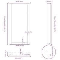 Console tafelpoten 2 st U-vormig 38x(72-73) cm staal naturel - thumbnail