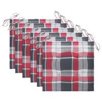 Tuinstoelkussens 6 st 50x50x3 cm oxford stof ruitpatroon rood - thumbnail